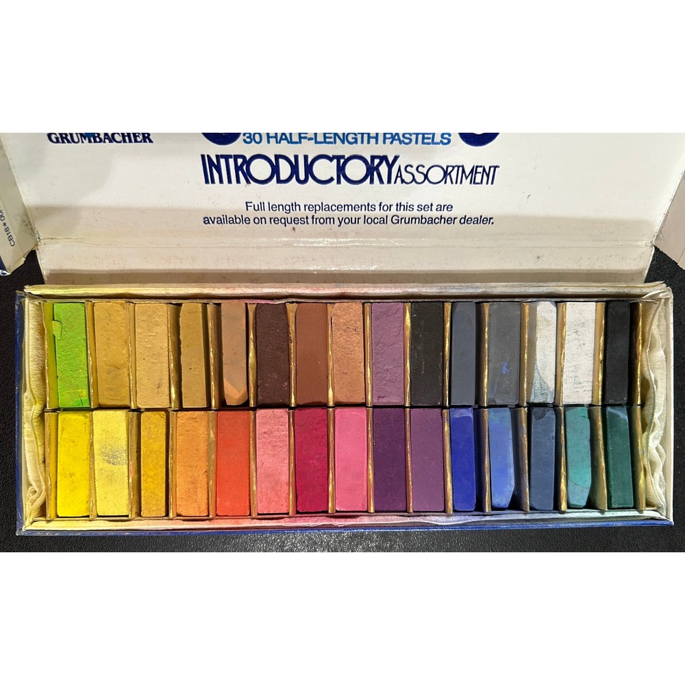 VTG Grumbacher Soft Pastels Set 30 Half-Length Introductory Assortment Colorful
